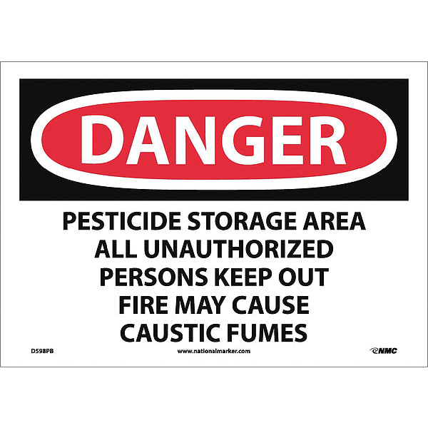 Nmc Danger Pesticide Storage Area Keep Out Sign, D598PB D598PB