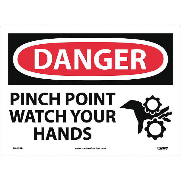 Nmc Danger Pinch Point Watch Your Hands Sign D600PB