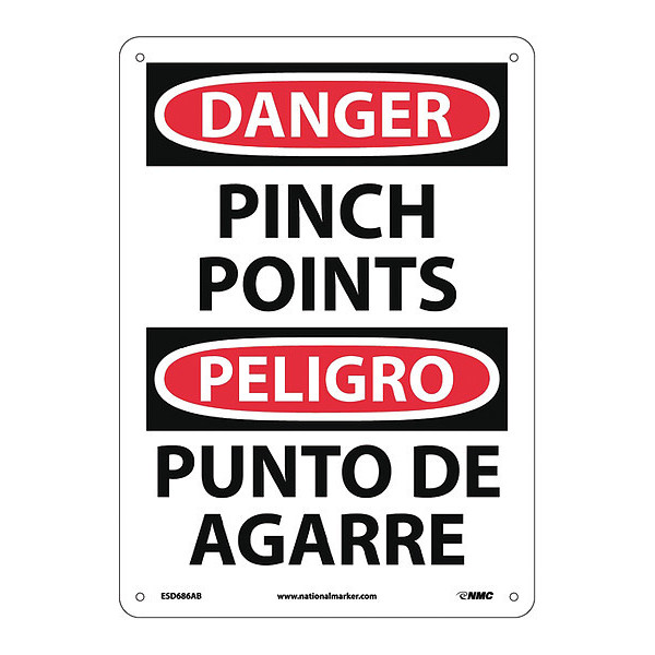 Nmc Danger Pinch Points Sign - Bilingual ESD686AB