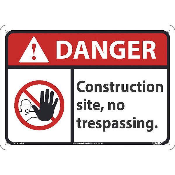 Nmc Danger, Construction Site No Trespassing DGA79RB