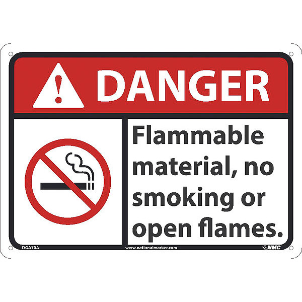 Nmc Danger, Flammable Material No Smoking Or Open Flames, DGA70A DGA70A