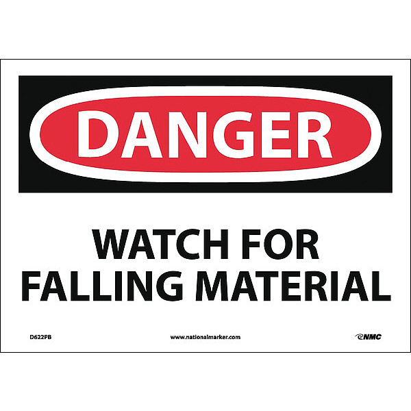 Nmc Danger Watch For Falling Material Sign, D622PB D622PB