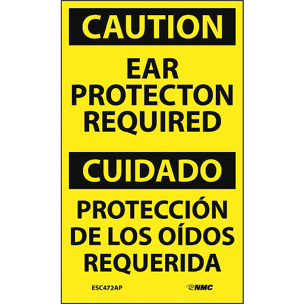 Nmc Ear Protection Required Bilingual Label, Pk5 ESC472AP