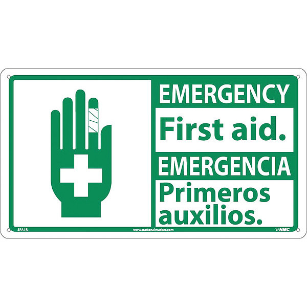 Nmc Emergency First Aid Sign - Bilingual, SFA1R SFA1R