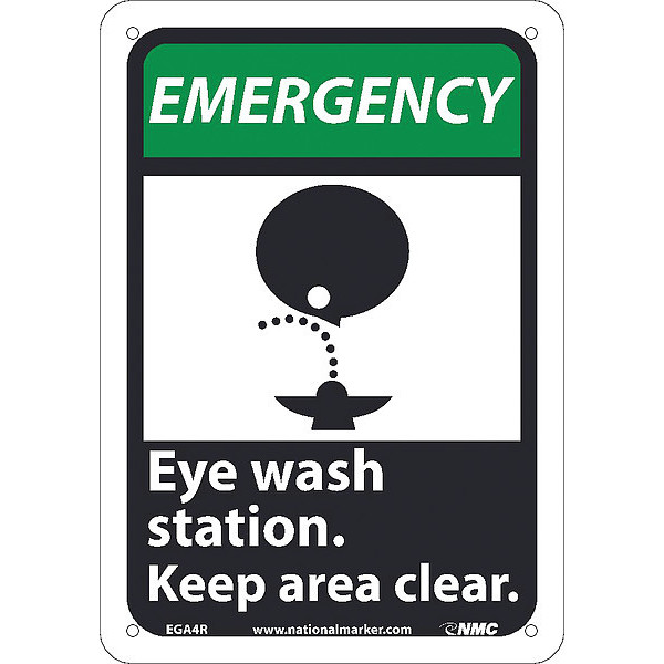 Nmc Emergency Eye Wash Station Keep Area Clear Sign, EGA4R EGA4R