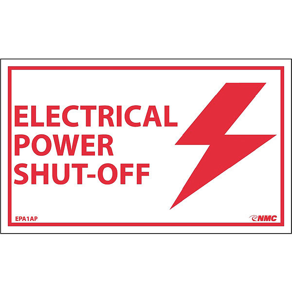 Nmc Electrical Power Shut-Off Label, Pk5, EPA1AP EPA1AP