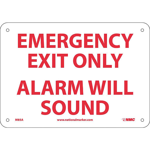 Nmc Emergency Exit Only Alarm Will Sound Sign M85A