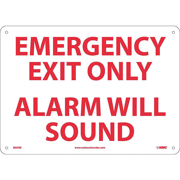 Nmc Emergency Exit Only Alarm Will Sound Sign M85RB
