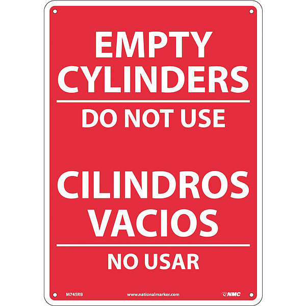 Nmc Empty Cylinders Do Not Use Sign - Bilingual, M745RB M745RB