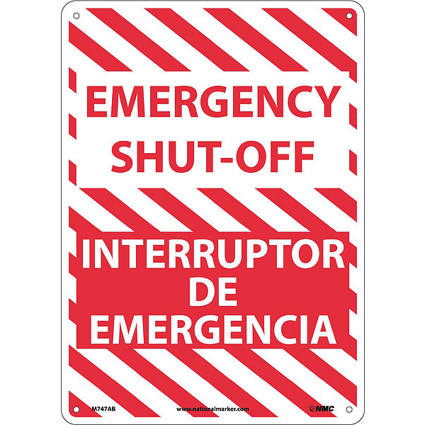 Nmc Emergency Shut-Off Sign - Bilingual, M747AB M747AB