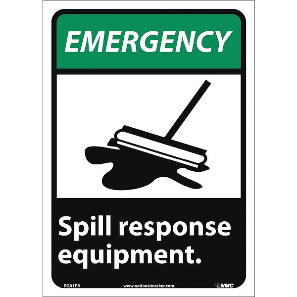 Nmc Emergency Spill Response Equipment Sign, EGA1PB EGA1PB