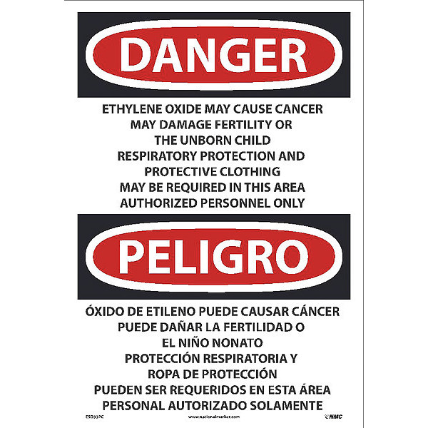 Nmc Ethylene Oxide May Cause Cancer Sign - Bilingual, ESD33PC ESD33PC