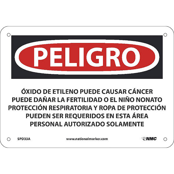 Nmc Ethylene Oxide May Cause Cancer Sign - Spanish, SPD33A SPD33A