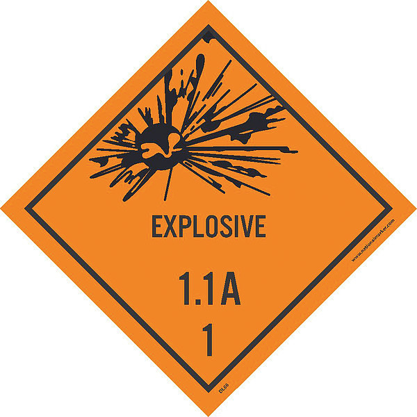Nmc Explosive 1.1A 1 Dot Placard Label, Pk25 DL88AP