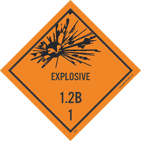 Nmc Explosives 1.2B 1 Dot Placard Label, Pk25 DL90AP