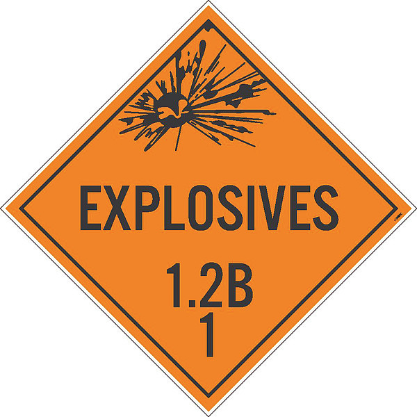 Nmc Explosives 1.2B 1 Dot Placard Sign, Pk50, Material: Adhesive Backed Vinyl DL90P50