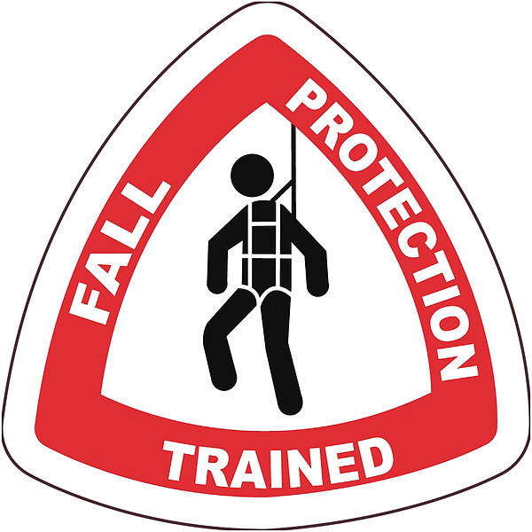 Nmc Fall Protection Trained Hard Hat Label, Pk25, Material: Pressure Sensitive Vinyl .002 HH125
