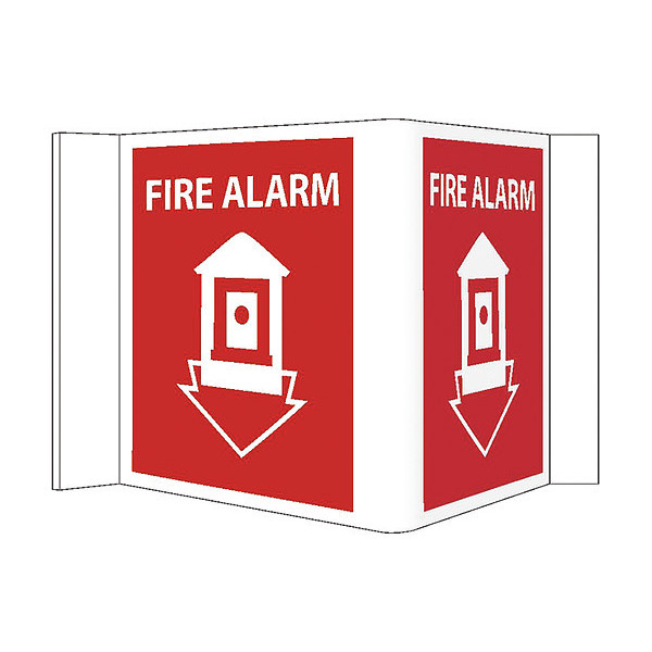 Nmc Fire Alarm Sign, 8 in Height, 14-1/2 in Width, Pvc VS13R