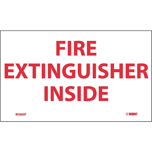 Nmc Fire Extinguisher Inside Label, Pk5 M28AP