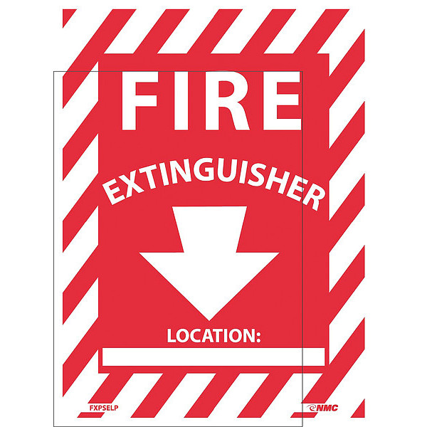 Nmc Fire Extinguisher Sign, 12 in Height, 9 in Width, Pressure Sensitive Vinyl FXPSELP