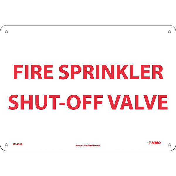 Nmc Fire Sprinkler Shut-Off Valve Sign M160RB