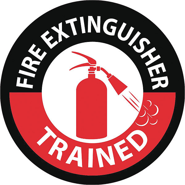 Nmc Fire Extinguisher Trained Hard Hat Label, Pk25, Material: Reflective Vinyl Sheeting HH136R