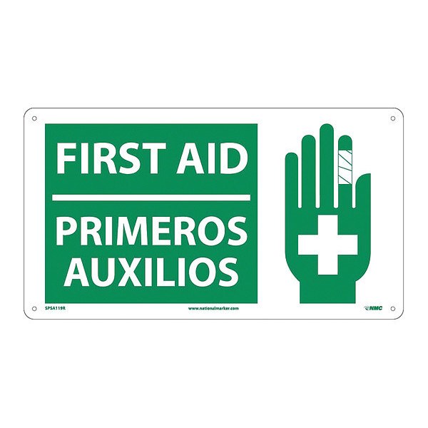 Nmc First Aid Sign - Bilingual, SPSA119R SPSA119R