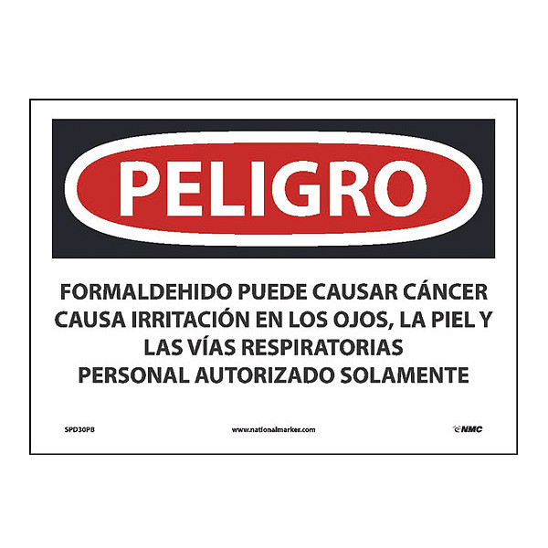 Nmc Formaldehyde May Cause Cancer Sign - Spanish, SPD30PB SPD30PB