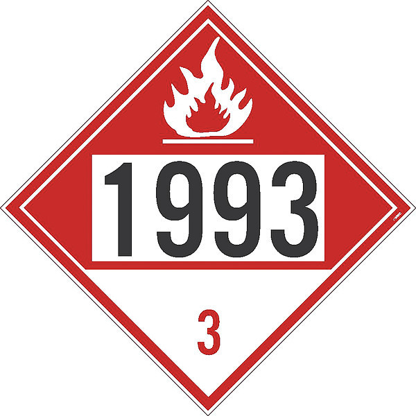 Nmc Dot Placard Sign, 1993 3, Flammable Liquid, DL73BP DL73BP