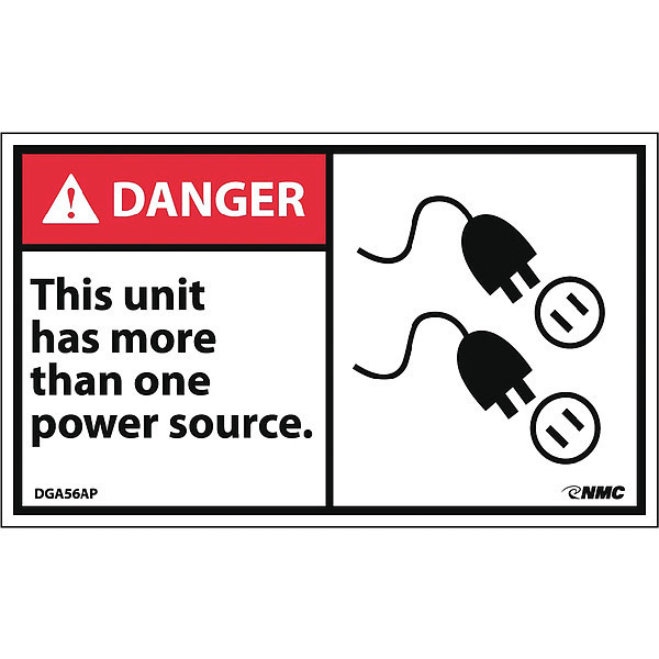 Nmc Danger This Unit Has More Than One Power Source Label, Pk5 DGA56AP