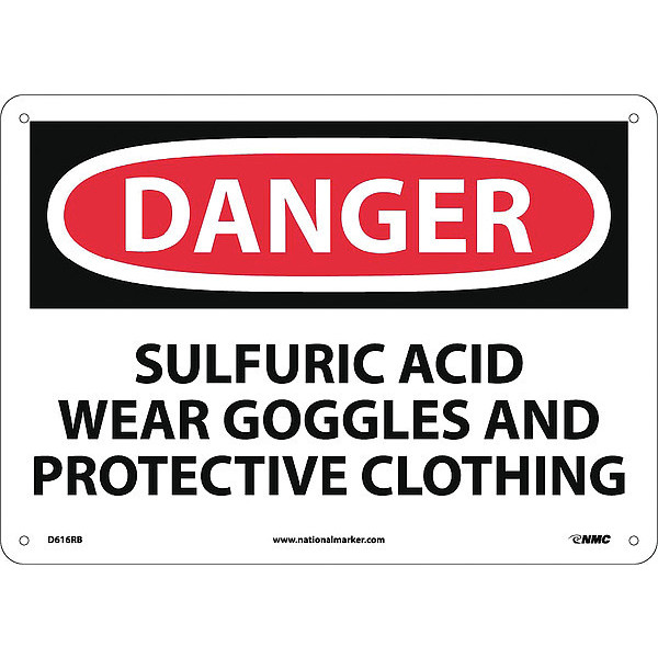 Nmc Danger Sulfuric Acid Use Protection Sign, D616RB D616RB