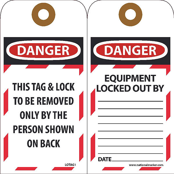 Nmc Danger This Tag & Lock To Be Removed Only By Tag, Pk10 LOTAG1