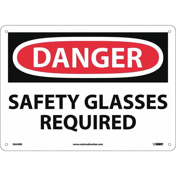 Nmc Danger Safety Glasses Required Sign D649RB