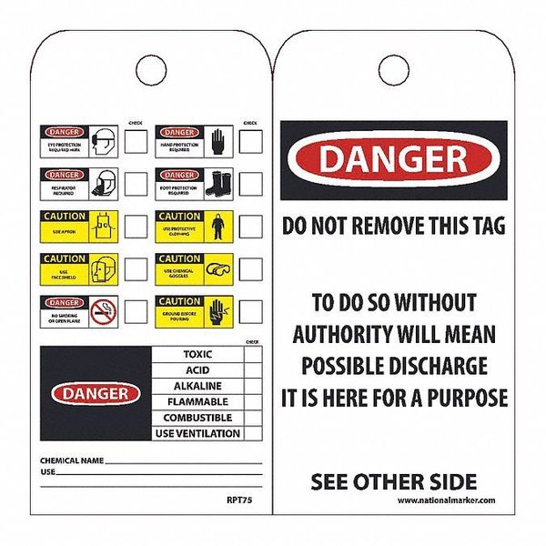 Nmc Danger Ppe Required Here Tag, Pk25 RPT75