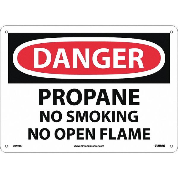 Nmc Danger Propane No Smoking No Open Flame Sign, D397RB D397RB