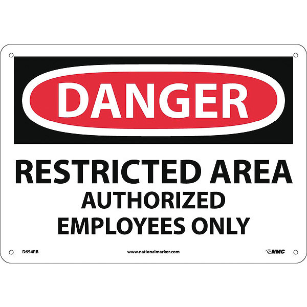 Nmc Danger Restricted Area Authorized Employees Only Sign, D654RB D654RB