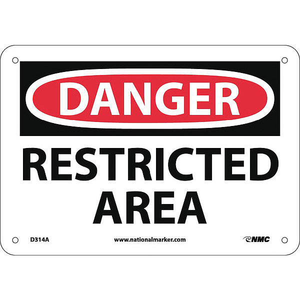 Nmc Danger Restricted Area Sign, D314A D314A