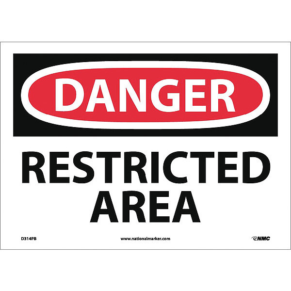 Nmc Danger Restricted Area Sign, D314PB D314PB