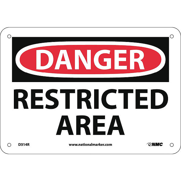 Nmc Danger Restricted Area Sign, D314R D314R