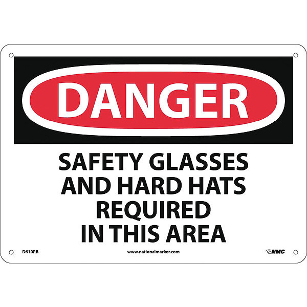 Nmc Danger Safety Glasses And Hard Hats Required Sign D610RB