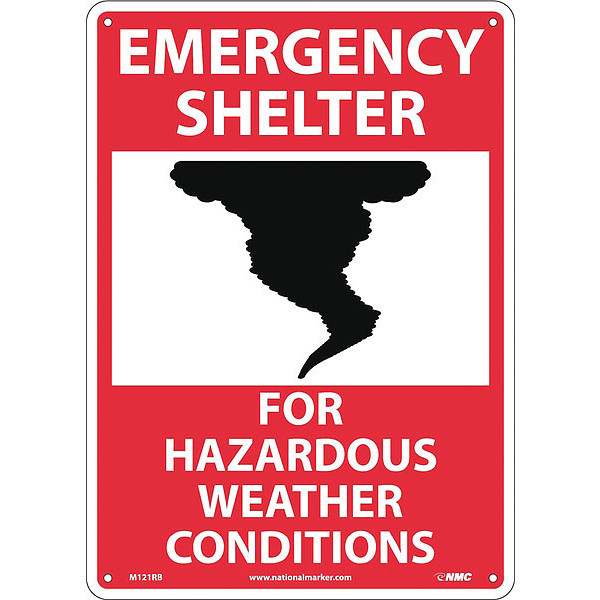 Nmc Hazardous Weather Shelter Sign, M121RB M121RB