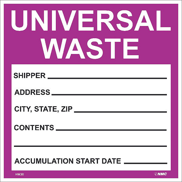 Nmc Hazardous Materials Shipping Hazmat Label, Material: Pressure Sensitive Vinyl HW30ALV