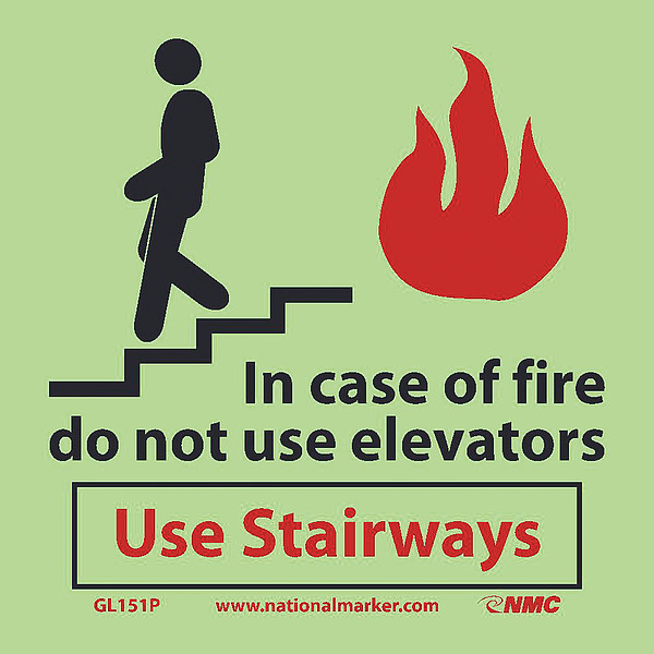 Nmc In Case Of Fire Do Not Use Elevators.. Glow Sign GL151P