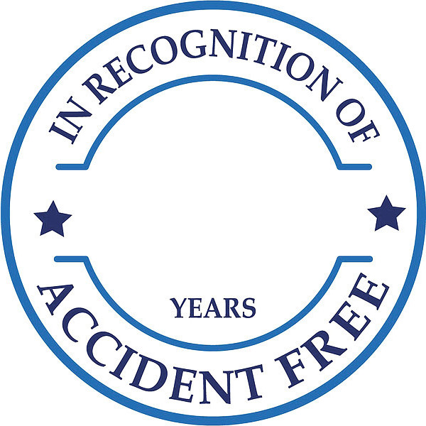 Nmc In Recognition Of Years Accident Free Hard Hat Label, Pk25, Material: Reflective Vinyl Sheeting HH149R