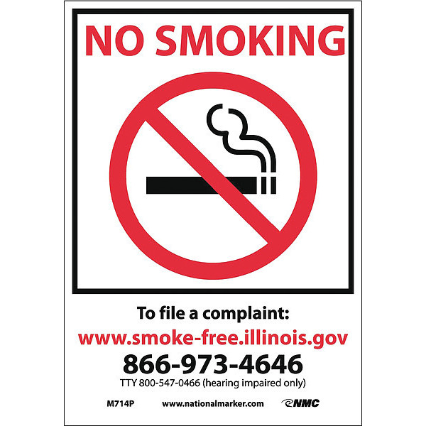 Nmc Illinois No Smoking Sign, M714P M714P