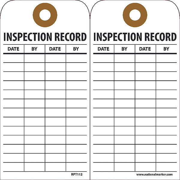 Nmc Inspection Record Tag, Pk25 RPT112G