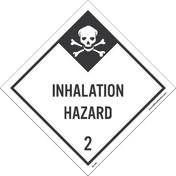 Nmc Inhalation Hazard 2 Dot Placard Sign, Pk25, Width: 4" DL105AP