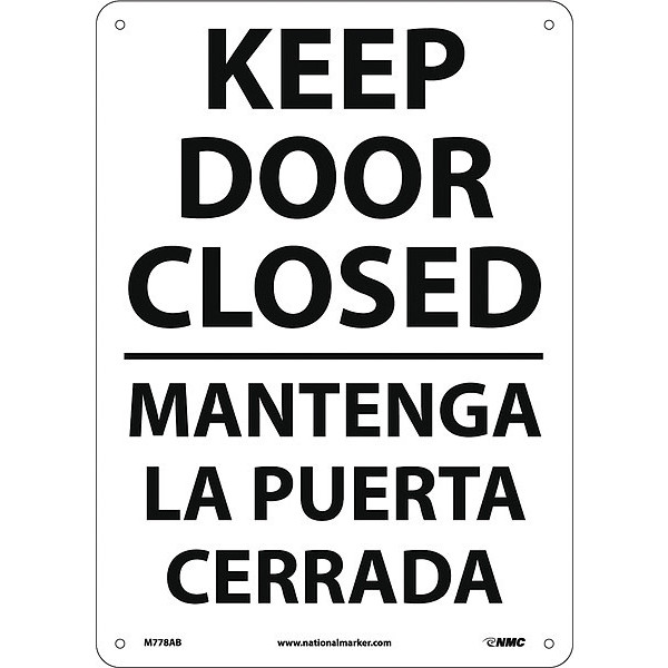 Nmc Keep Door Closed Sign - Bilingual, M778AB M778AB