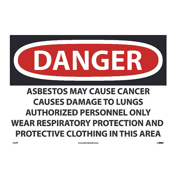 Nmc Large Format Danger Asbestos May Cause Cancer Sign, D23PC D23PC