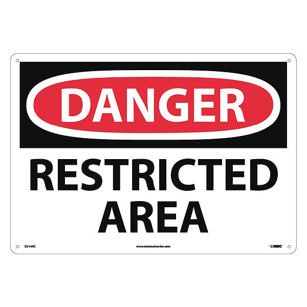 Nmc Large Format Danger Restricted Area Sign, D314AC D314AC